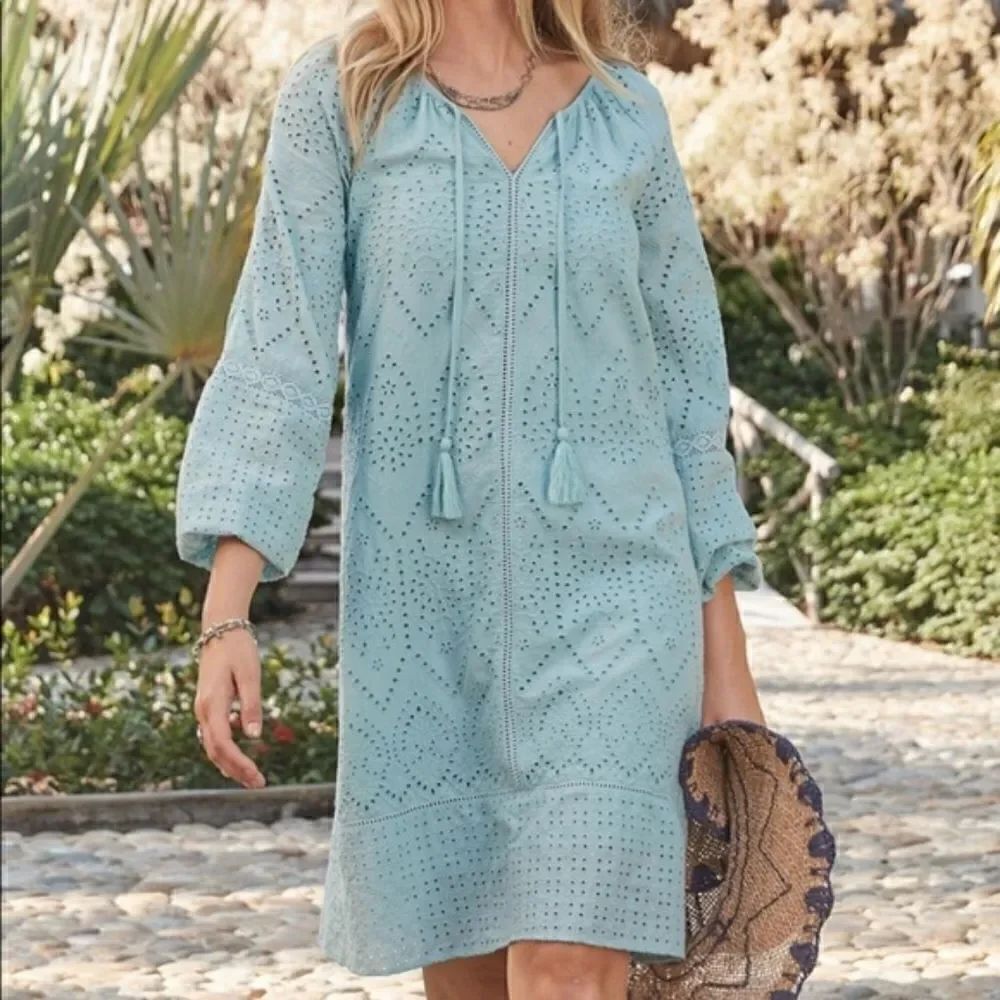 Sundance Catalog 100% Cotton Light Green Eyelet “C